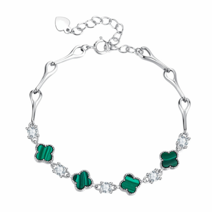 Lucky Clover Peacock Stone Bracelet